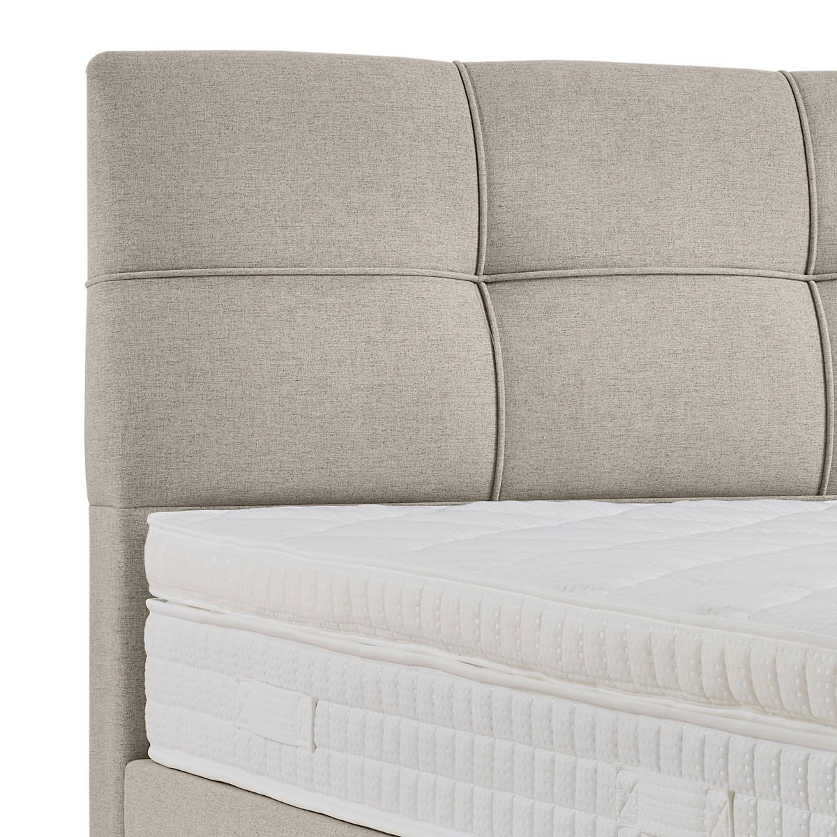 BOXSPRINGBETT 140/200 cm,  in Creme, Matratze, gepolstertes Kopfteil, Topper, H2 = mittel  - Creme/Schwarz, MODERN, Holzwerkstoff/Textil (140/200cm) - MID.YOU