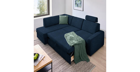 ECKSOFA in Webstoff Dunkelblau  - Schwarz/Dunkelblau, KONVENTIONELL, Kunststoff/Textil (165/224cm) - Xora