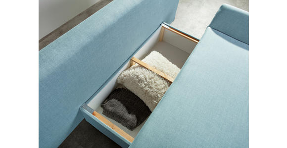 SCHLAFSOFA Flachgewebe Hellblau - Chromfarben/Schwarz, Design, Kunststoff/Textil (194/73/91cm) - Xora