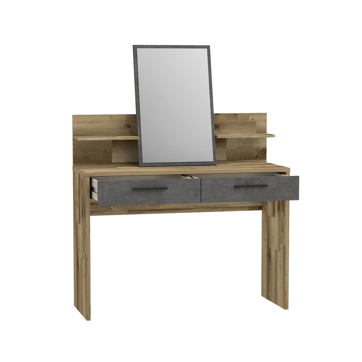 Măsuță De Machiaj, culoare lemn stejar  - gri închis/culoare lemn stejar, Lifestyle, metal/material pe bază de lemn (114,5/147,1/41,3cm) - Ti'me