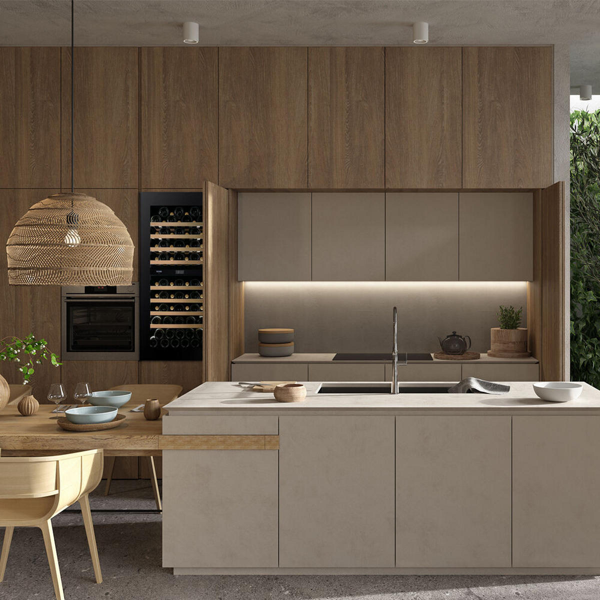 WEINKÜHLSCHRANK DVN-70.185DB.TO  - Schwarz, Basics, Glas/Holz (59/123,3/57,1cm)