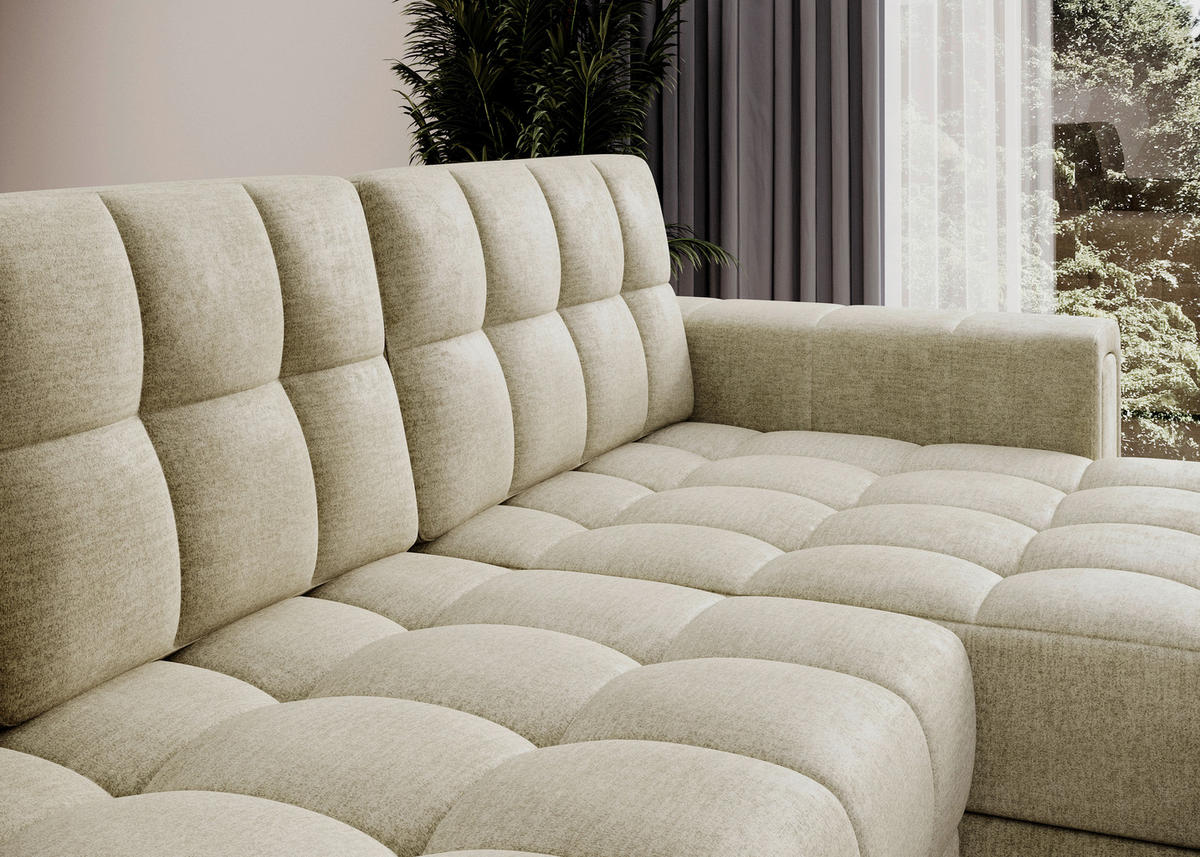 ECKSOFA Samt Hellbraun  - Hellbraun/Schwarz, Design, Kunststoff/Textil (260/150cm) - MID.YOU