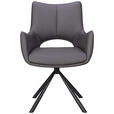 ARMLEHNSTUHL  Sitzfläche 360° drehbar, inklusive Armlehnen Mikrofaser  - Dunkelgrau/Schwarz, Design, Textil/Metall (59/88,5/62cm) - Carryhome