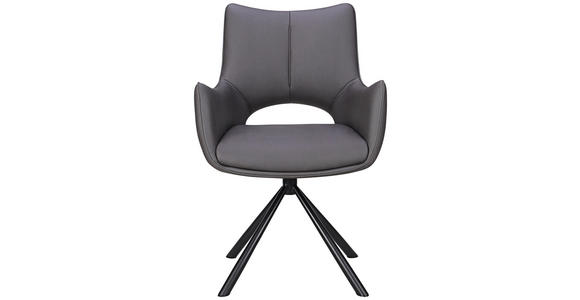 ARMLEHNSTUHL  Sitzfläche 360° drehbar, inklusive Armlehnen Mikrofaser  - Dunkelgrau/Schwarz, Design, Textil/Metall (59/88,5/62cm) - Carryhome