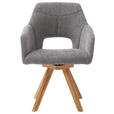 ARMLEHNSTUHL  Stoffauswahl, Sitzfläche 180° drehbar, automatische Rückholfunktion Webstoff  - Wildeiche/Dunkelgrau, KONVENTIONELL, Holz/Textil (57/84/57cm) - Voleo