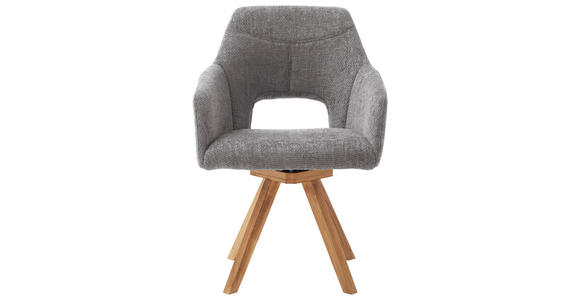 ARMLEHNSTUHL in Webstoff - Wildeiche/Dunkelgrau, KONVENTIONELL, Holz/Textil (57/84/57cm) - Voleo
