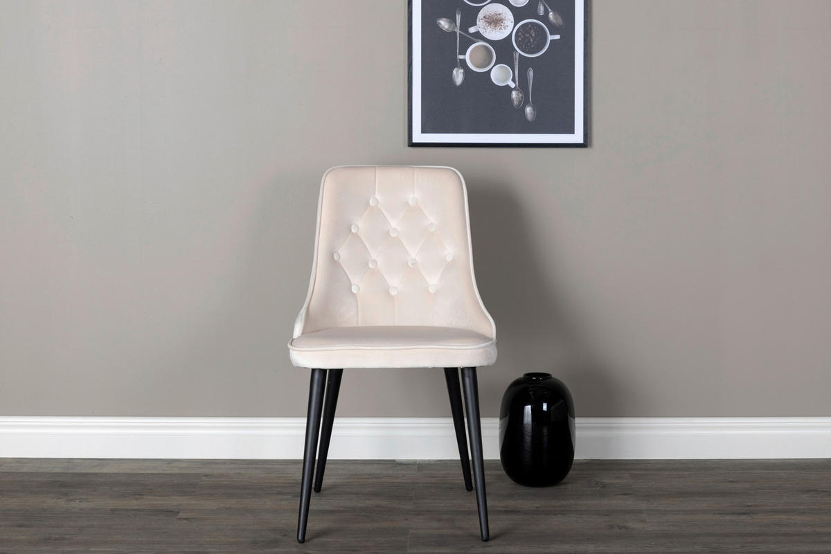 STOLSET 2 styck stål vävt tyg  - beige/svart, Design, metall/textil (50/88.5/66cm) - Livetastic