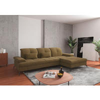 ECKSOFA in Flachgewebe Olivgrün  - Schwarz/Olivgrün, Konventionell, Textil/Metall (279/185cm) - Sit & More