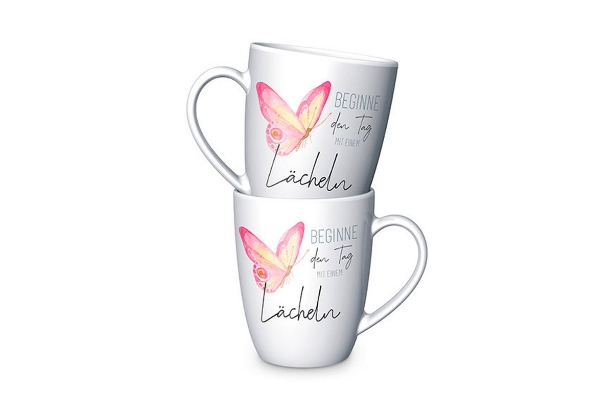 KAFFEEBECHER Lovely Greetings  250 ml   - Rosa/Weiß, Basics, Keramik (14,9/19,8/8,2cm)