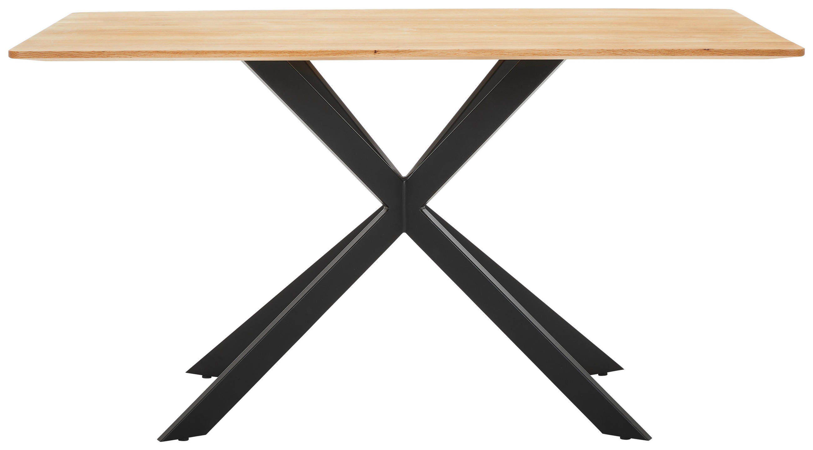 ESSTISCH Eiche vollmassiv rechteckig  - Schwarz, Design, Holz/Metall (180/90/75cm) - Novel