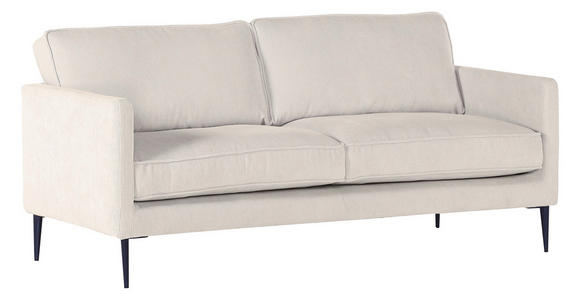 2-SITZER-SOFA  in Cord Weiß  - Schwarz/Weiß, Design, Holz/Textil (175/64/85cm) - Ambia Home