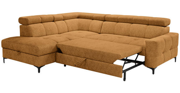 ECKSOFA in Struktur Dunkelgelb  - Dunkelgelb/Schwarz, MODERN, Textil/Metall (212/254cm) - Carryhome