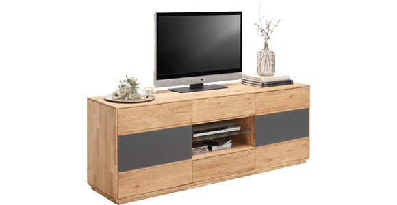 LOWBOARD in 177/65/42 cm - Eichefarben/Anthrazit, Design, Glas/Holz (177/65/42cm) - Waldwelt