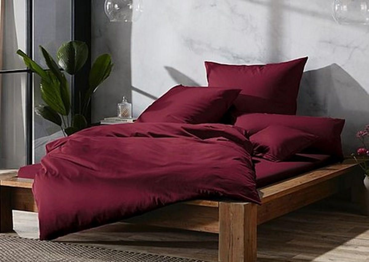 BETTWÄSCHE TANJA Satin 140/200 cm  - Weinrot, Basics, Textil (140/200cm) - Novel