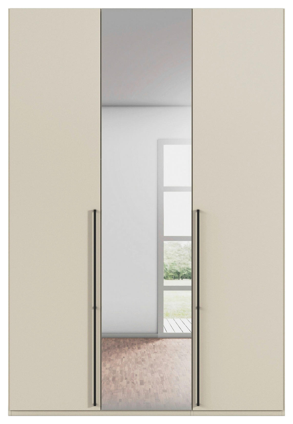 DREHTÜRENSCHRANK 151/235/61 cm,  in Champagner, 3-türig  - Chromfarben/Champagner, Basics, Glas/Holzwerkstoff (151/235/61cm) - Novel