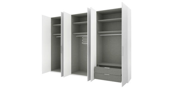 DREHTÜRENSCHRANK 300/223/62 cm 6-türig Weiß - Alufarben/Weiß, KONVENTIONELL, Glas/Holzwerkstoff (300/223/62cm) - Novel