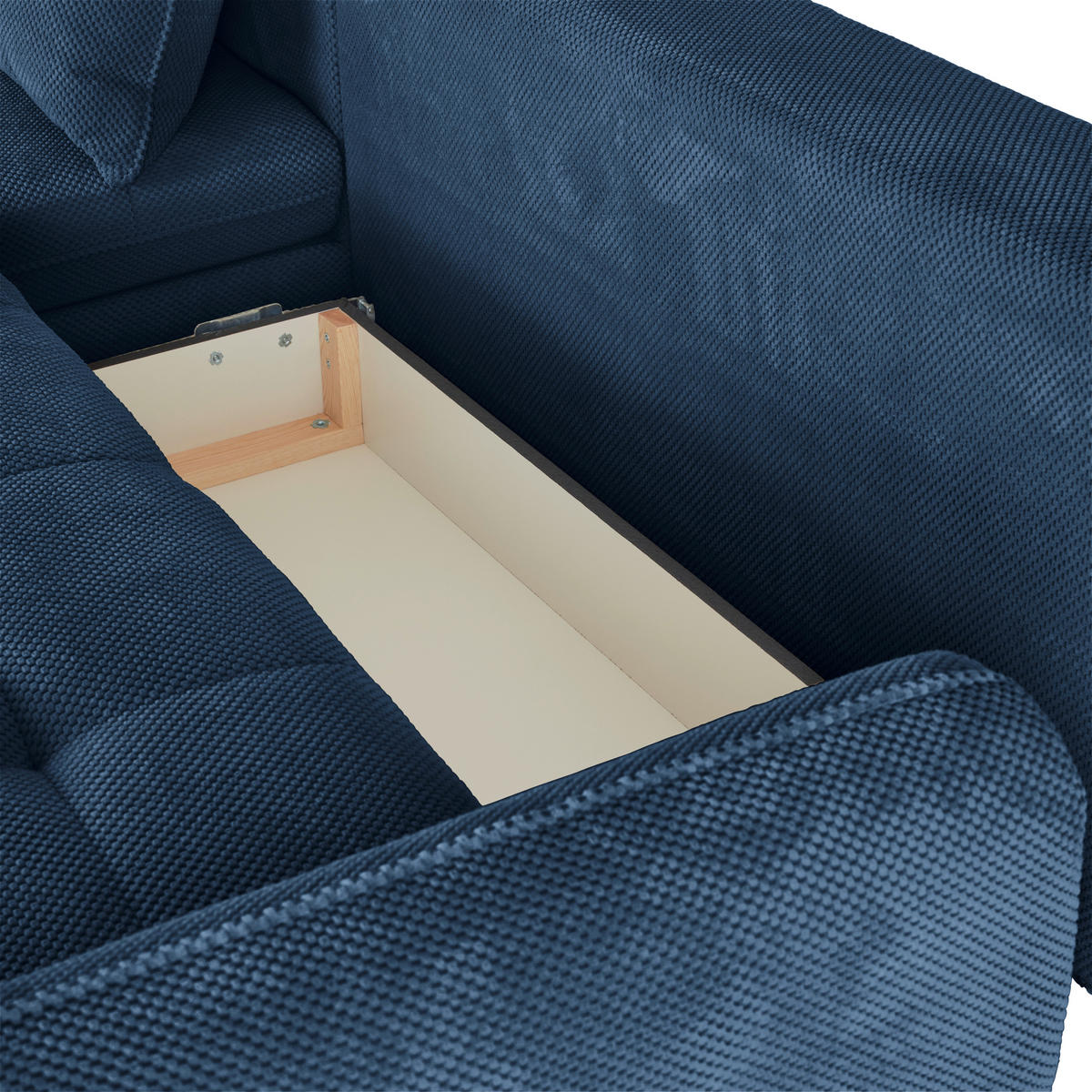 ECKSOFA WAVE Dunkelblau Struktur  - Beige/Schwarz, MODERN, Textil/Metall (189/266cm) - MID.YOU