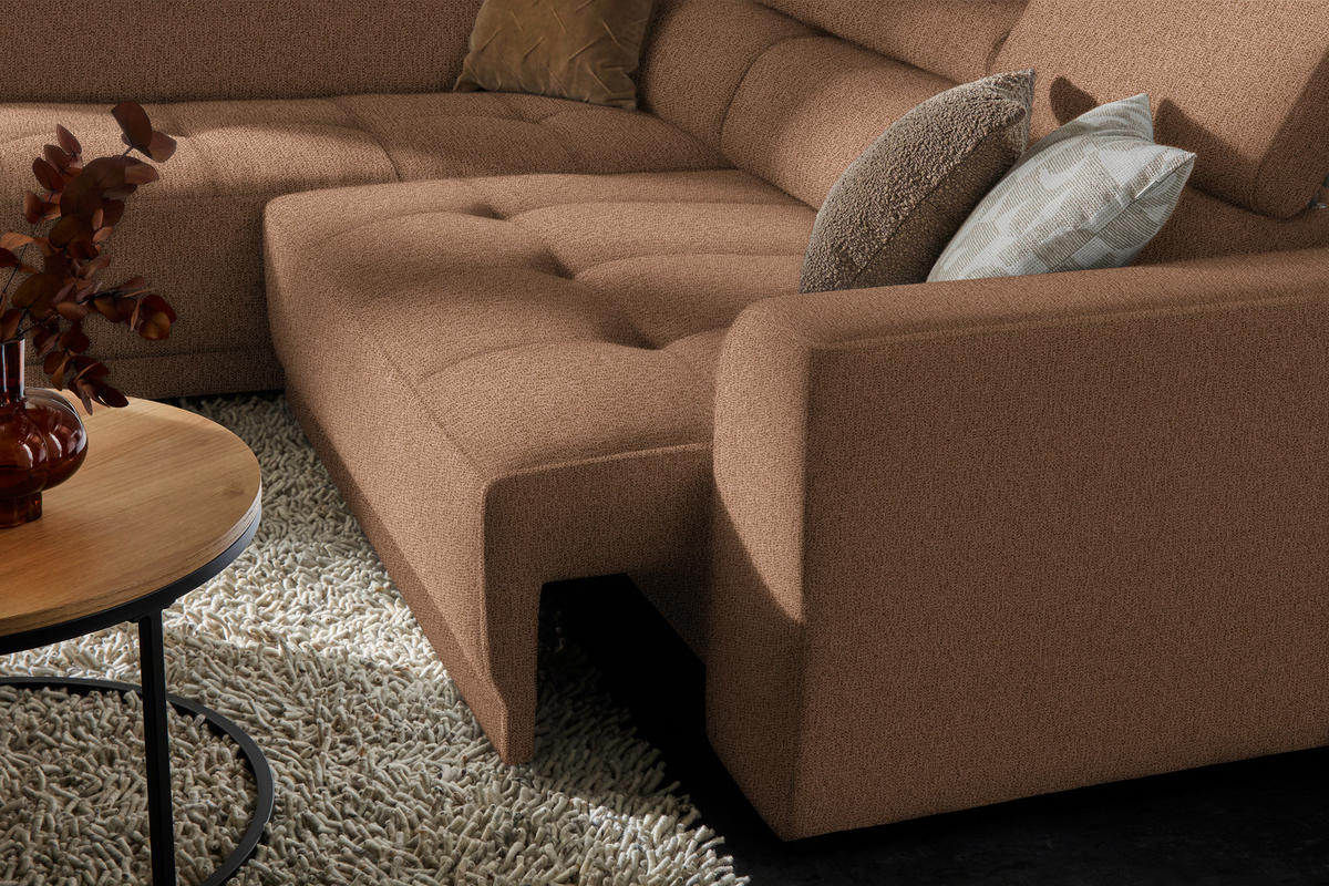 ECKSOFA in Struktur Rostfarben  - Rostfarben/Schwarz, Design, Kunststoff/Textil (205/284cm) - MID.YOU