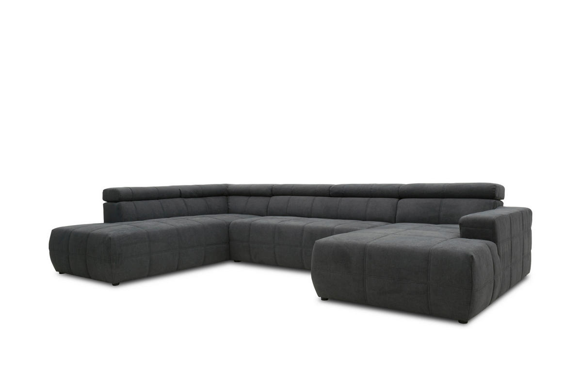 WOHNLANDSCHAFT in Mikrofaser Dunkelgrau  - Dunkelgrau/Schwarz, Design, Kunststoff/Textil (228/359/175cm) - MID.YOU
