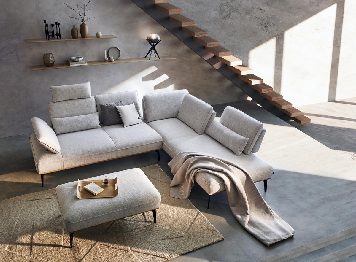 ECKSOFA JOOP! SELECT II Creme Flachgewebe  - Anthrazit/Creme, Design, Holz/Textil (297/240cm) - Joop!