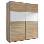 SCHWEBETÜRENSCHRANK 181/210/62 cm 2-türig Weiß, Sonoma Eiche  - Alufarben/Weiß, Design, Holzwerkstoff/Metall (181/210/62cm) - Carryhome