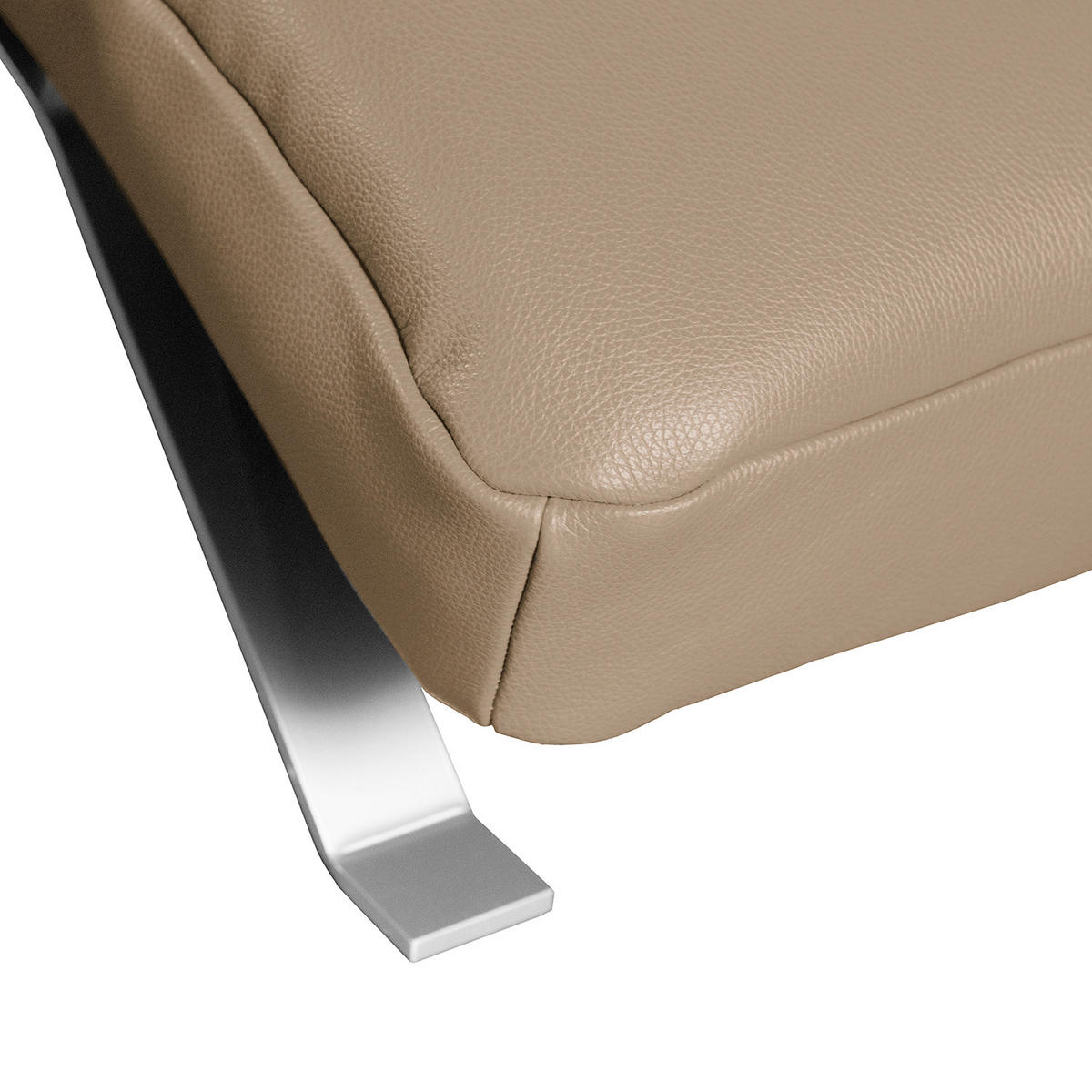 RELAXLIEGE in Echtleder Braun  - Silberfarben/Braun, Design, Leder/Metall (65/65-95/171cm) - Livetastic