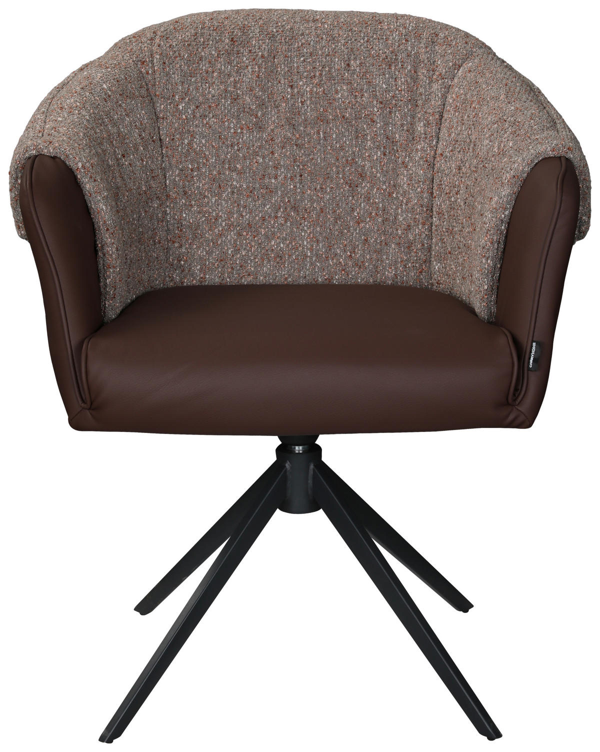 ARMLEHNSTUHL  Sitzfläche 360° drehbar, automatische Rückholfunktion Lederlook, Leinenoptik  Braun, Schwarz  - Schwarz/Braun, Design, Textil/Metall (68,5/83/65,5cm) - Carryhome