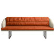 SITZBANK 255/89/68 cm Velours, Flachgewebe Kupferfarben, Beige Metall  - Beige/Schwarz, Design, Textil/Metall (255/89/68cm) - Dieter Knoll