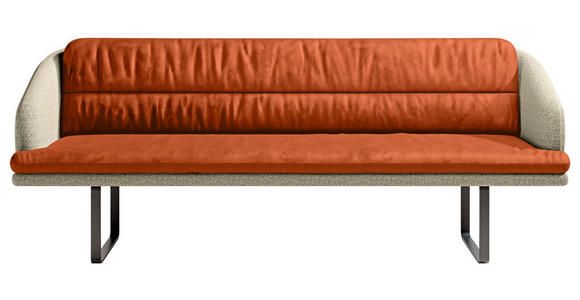 SITZBANK 255/89/68 cm Velours, Flachgewebe Kupferfarben, Beige Metall  - Beige/Schwarz, Design, Textil/Metall (255/89/68cm) - Dieter Knoll
