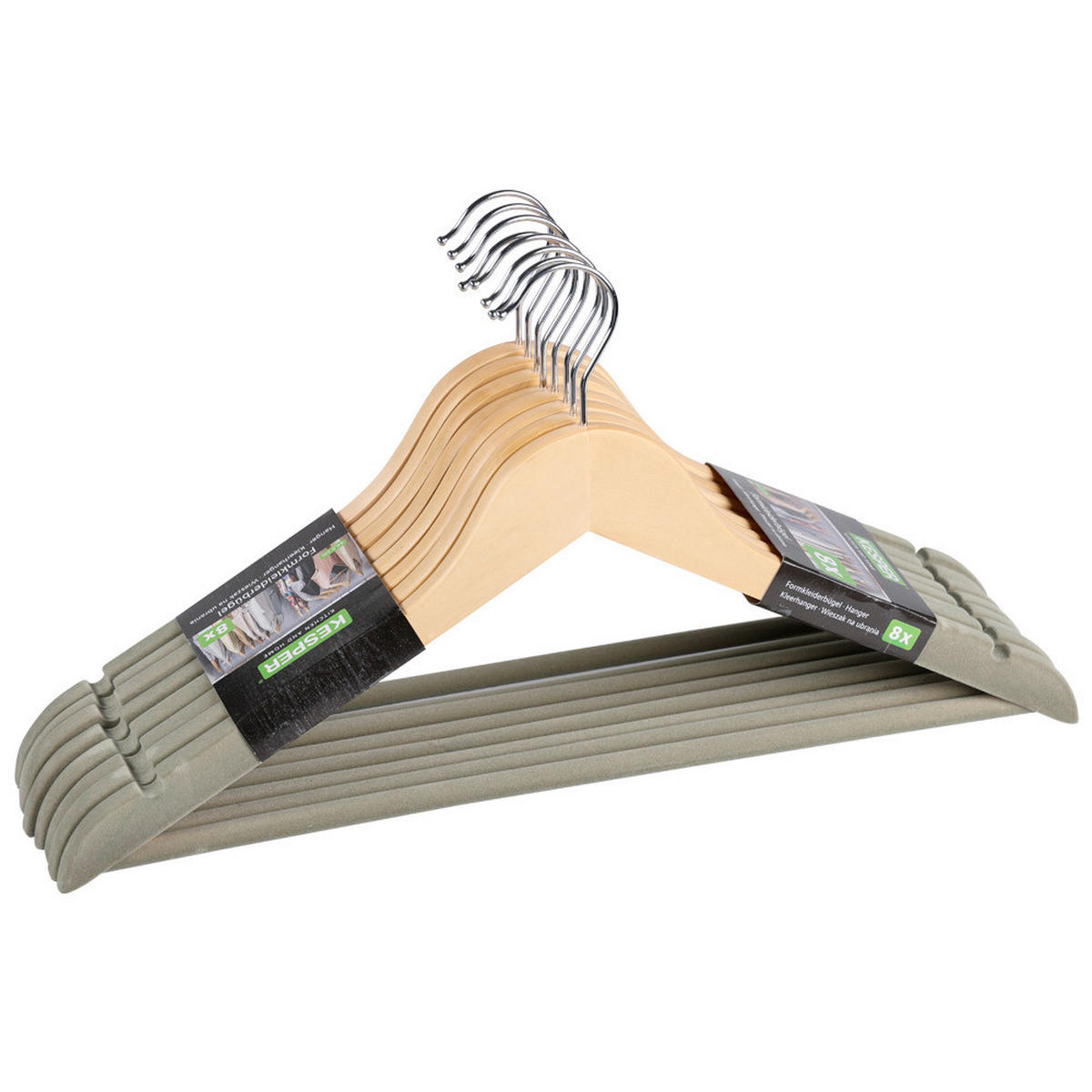 KLEIDERBÜGEL Holz  - Hellbraun/Grau, Basics, Holz (45/10/1.2cm) - Kesper