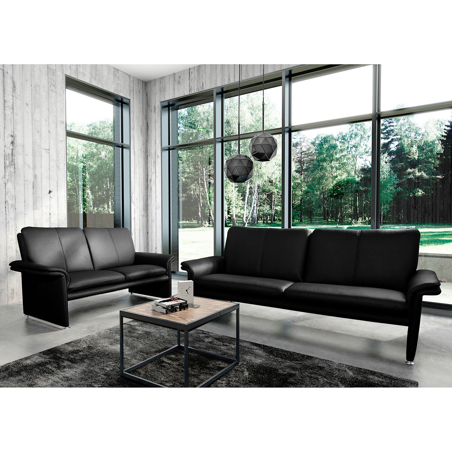 Livetastic 2-Sitzer-Sofa Schwarz 164x90x88 cm