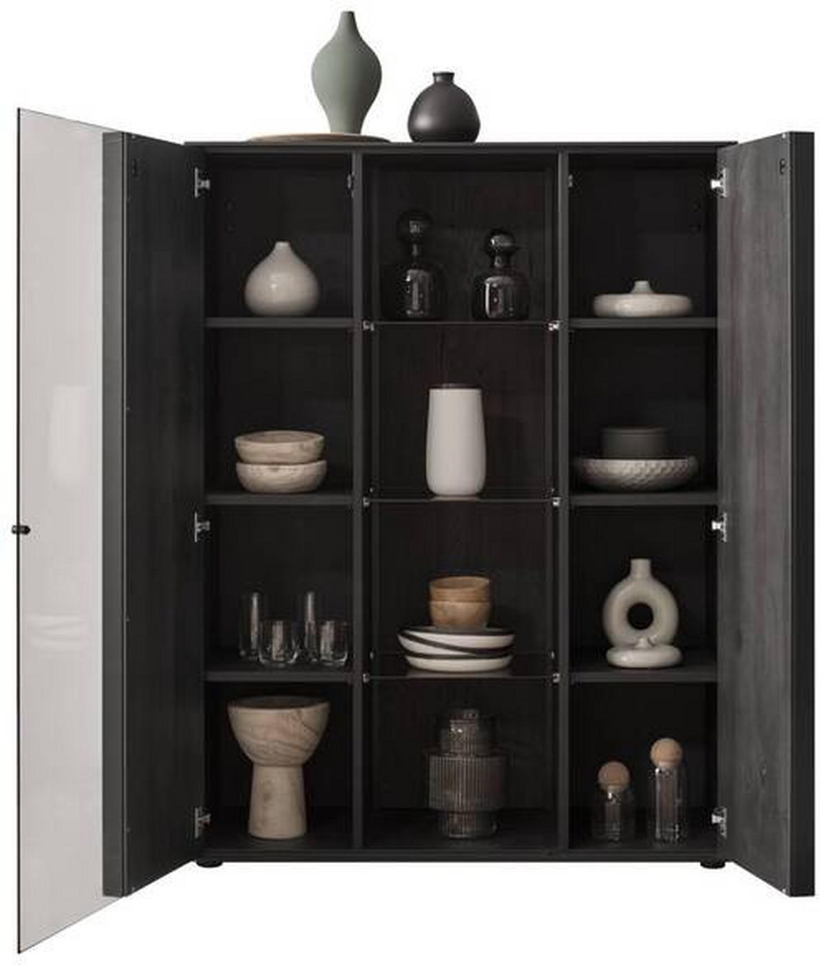 HIGHBOARD  in 109/142/44 cm  - Anthrazit, Design, Glas/Holz (109/142/44cm) - Johann Jakob