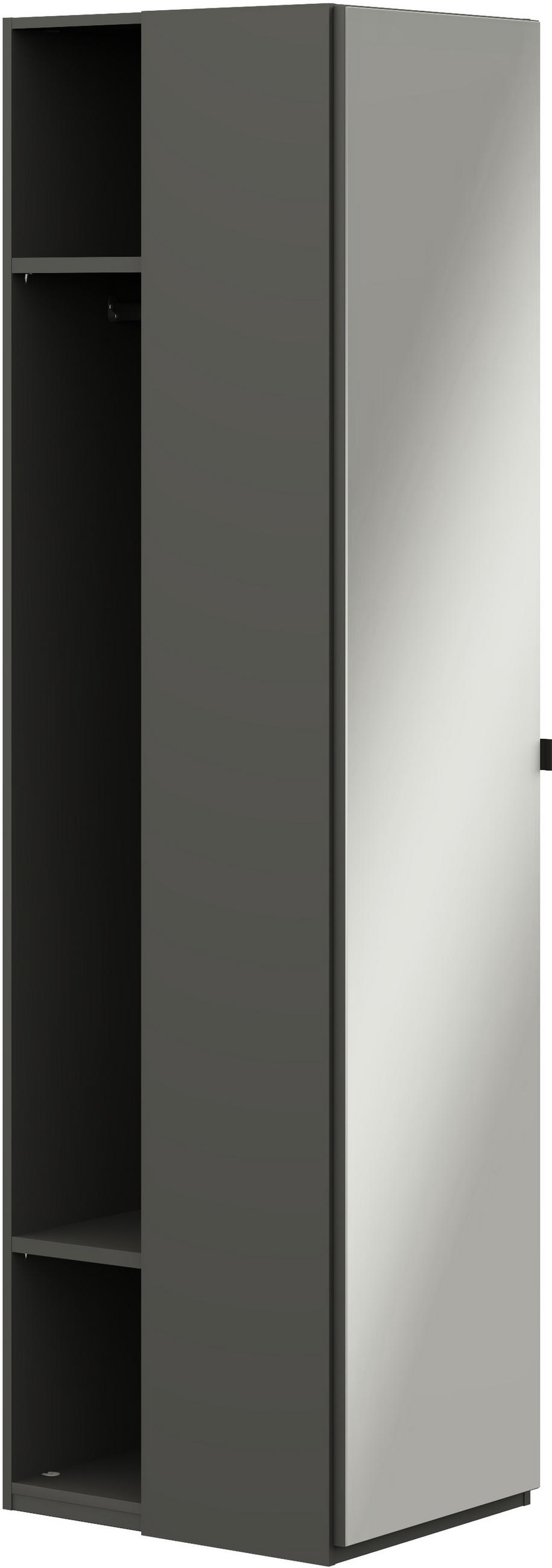 KLEIDERSCHRANK in Graphitfarben  - Edelstahlfarben/Graphitfarben, Design, Glas/Holzwerkstoff (51,3/213,6/59,3cm) - Cantus