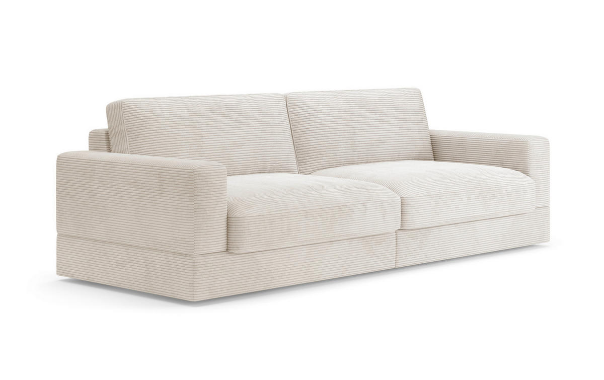 BIGSOFA FABIO E Cord Creme  - Creme/Schwarz, MODERN, Kunststoff/Textil (264/87/108cm) - Sit & More