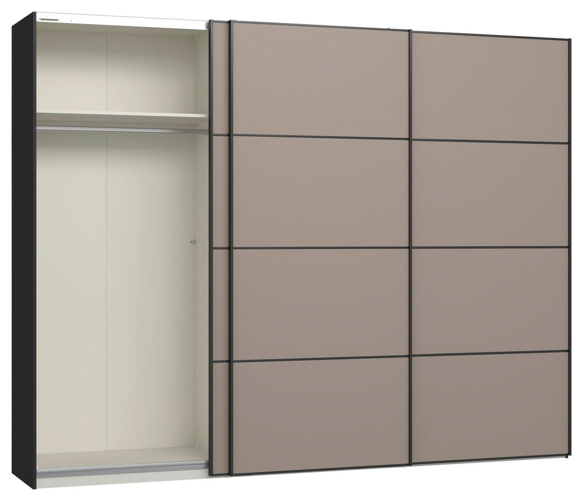 SCHWEBETÜRENSCHRANK 303/236/65 cm 3-türig Hellbraun, Schwarz  - Hellbraun/Schwarz, Design, Holzwerkstoff/Metall (303/236/65cm) - Jutzler