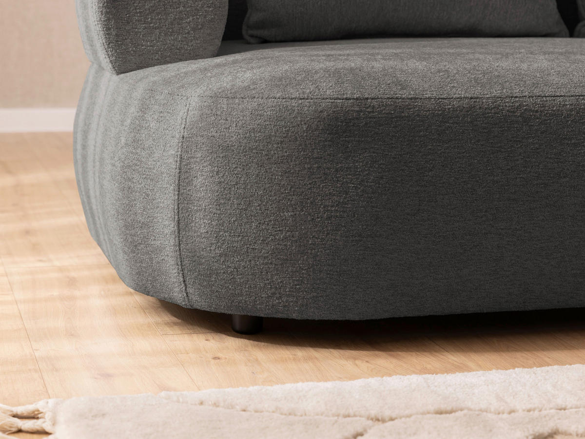 ECKSOFA in Chenille Anthrazit  - Anthrazit/Schwarz, Design, Kunststoff/Textil (256/156cm) - Livetastic