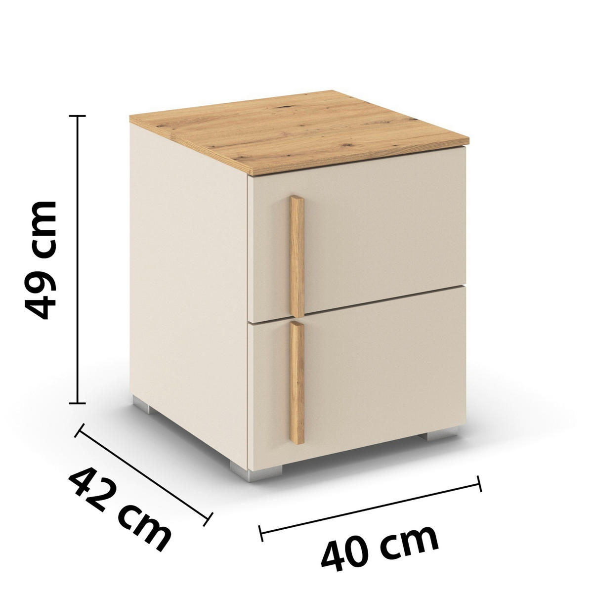 NACHTSCHRANK 40/49/42 cm  - Champagner/Alufarben, Design, Holz/Holzwerkstoff (40/49/42cm) - Stylife