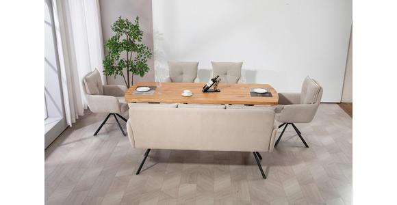 SITZBANK 180/93/67 cm Cord Beige Metall - Beige/Schwarz, Design, Textil/Metall (180/93/67cm) - Novel