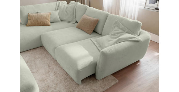 ECKSOFA  in Chenille Salbeigrün  224/307 cm  - Salbeigrün/Schwarz, KONVENTIONELL, Kunststoff/Textil (224/307cm) - Hom`in