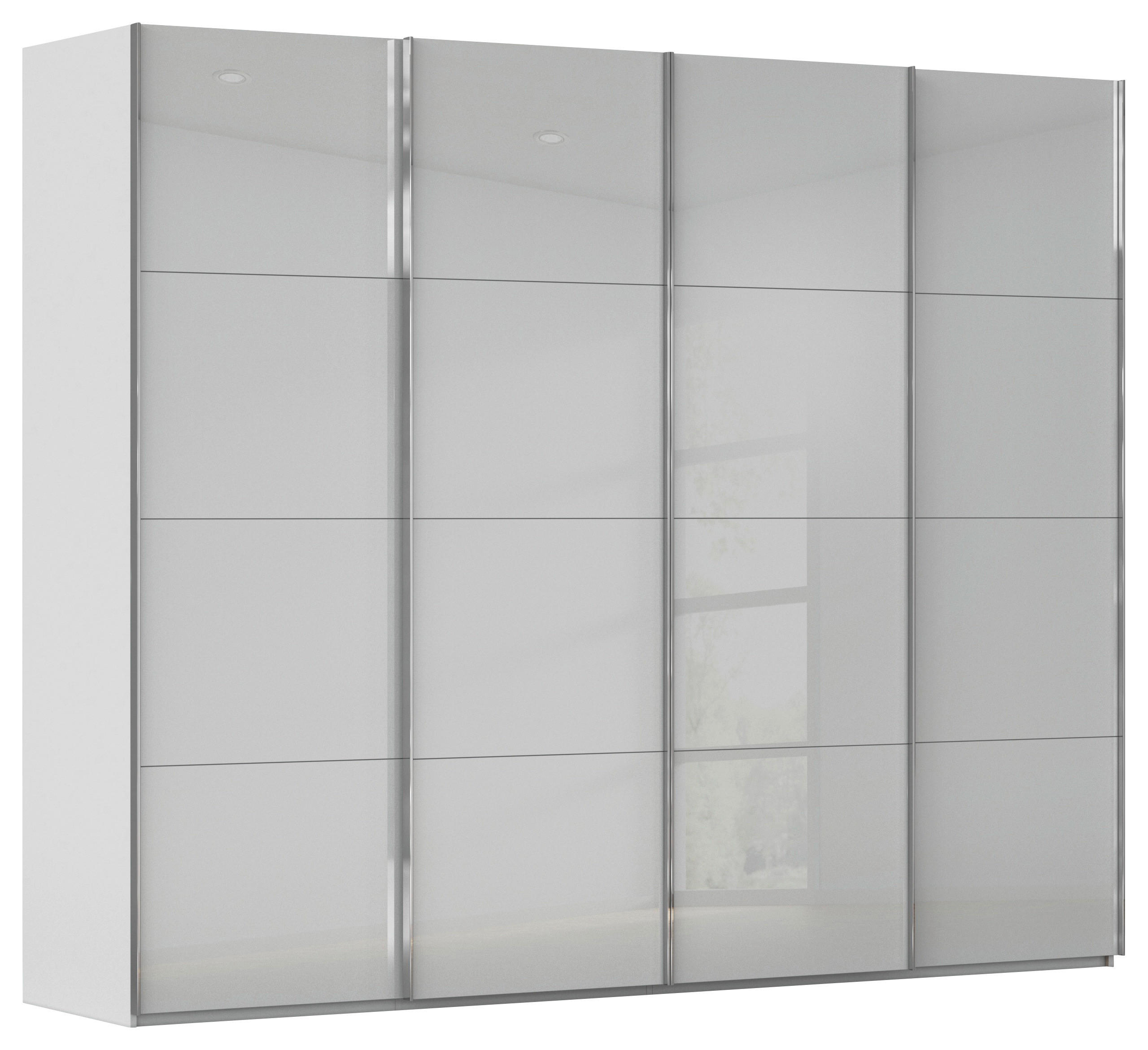 SCHWEBETÜRENSCHRANK 271/223/68 cm 4-türig Grau  - Chromfarben/Grau, Design, Glas/Holzwerkstoff (271/223/68cm) - Novel