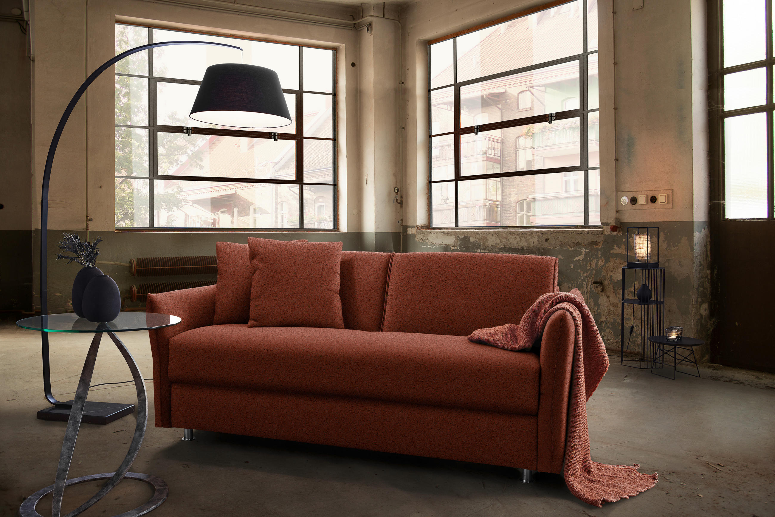 SCHLAFSOFA in Textil Rostfarben  - Chromfarben/Rostfarben, Modern, Textil/Metall (194/85/100cm) - Bali