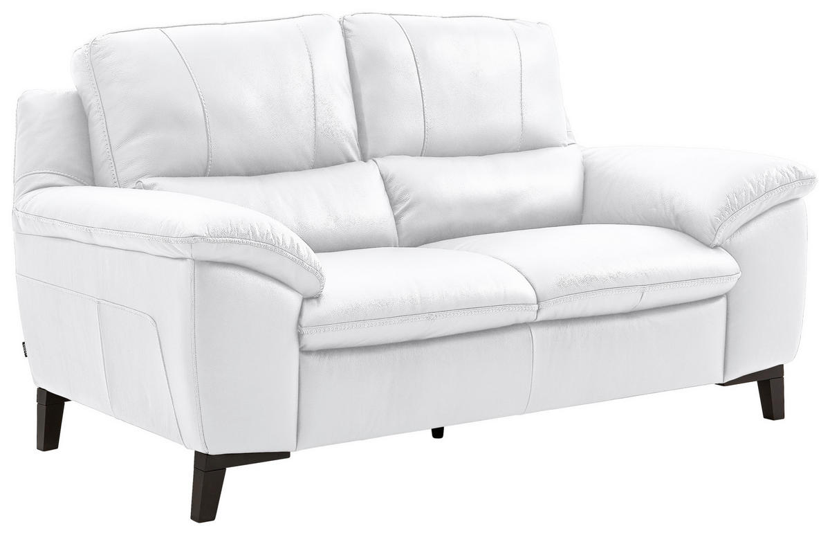 2,5-SITZER Kombination Echtleder/Lederlook Weiß  - Wengefarben/Weiß, Design, Leder/Holz (211/97/95cm) - Livetastic