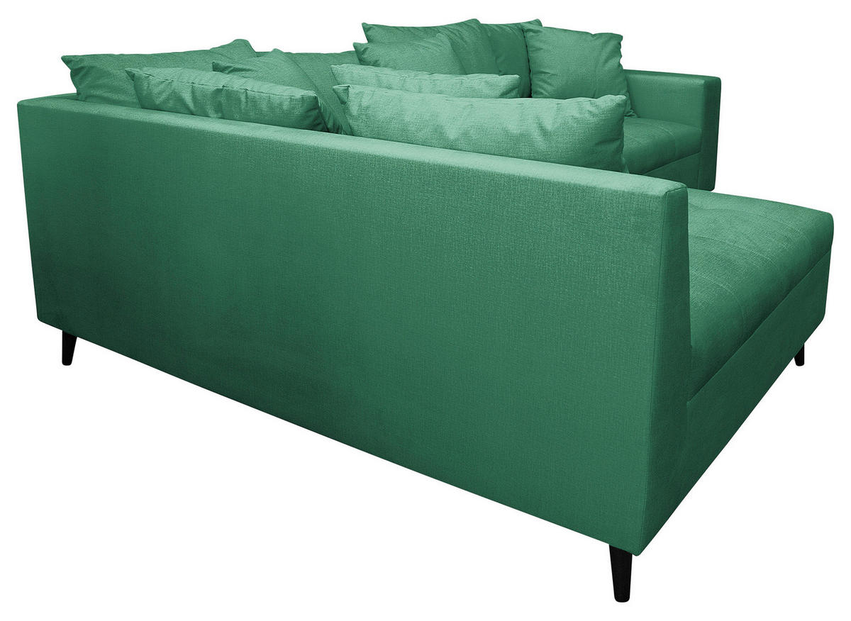 Ecksofa inkl. Hocker in Mikrofaser Grün  - Schwarz/Grün, Design, Holz/Textil (174/247cm) - MID.YOU