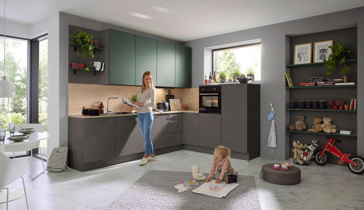 INBYGGNADSKÖK   - grafitfärgad/mörkgrön, Design, trämaterial - Dieter Knoll