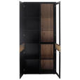 VITRINE in furniert, massiv Eiche Grau, Schwarz, Eichefarben - Eichefarben/Anthrazit, Design, Glas/Holz (90/201/37cm) - Novel