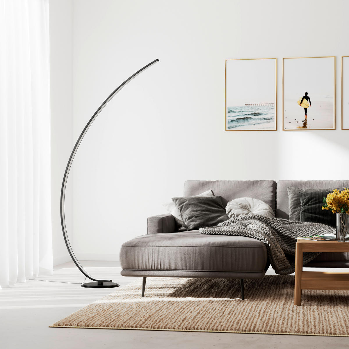 LED ÁLLÓLÁMPA - fekete, Design, műanyag/fém (81/28/165cm) - Novel