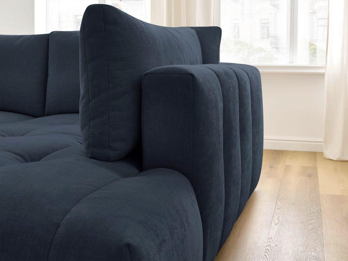 ECKSCHLAFSOFA FUJI Leinenoptik Dunkelblau  inkl.  - Schwarz/Dunkelblau, MODERN, Kunststoff/Textil (282/204cm)