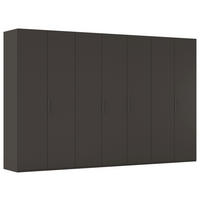 DREHTÜRENSCHRANK 350/223/61 cm,  in Graphitfarben, 7-türig  - Graphitfarben, Basics, Holzwerkstoff/Metall (350/223/61cm) - Novel
