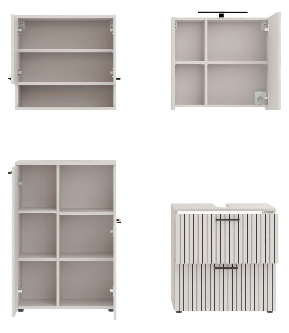 Baie 4 piese, 135 cm - cașmir/negru, Trend, sticlă/metal (135cm) - Respekta