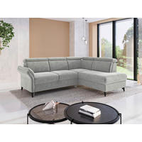 ECKSOFA GLENDALE E Hellgrau Flachgewebe Kopfteilverstellung  - Hellgrau/Schwarz, KONVENTIONELL, Textil/Metall (247/193cm) - Sit & More
